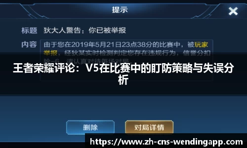 王者荣耀评论：V5在比赛中的盯防策略与失误分析